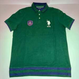 U.S. Polo Assn. Men's Slim Fit Green Pique Polo Shirt Size L